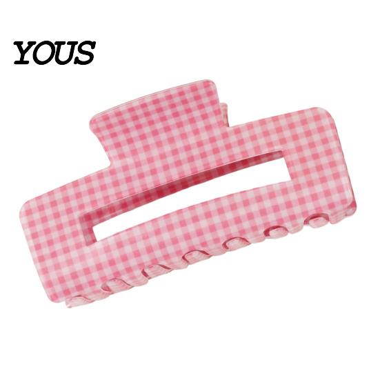 Long Hair Claw Back Head Claw, Hollow Square Large Clip, Plaid Print Accessory Anti-Slip Teeth for Daily Wear Medium