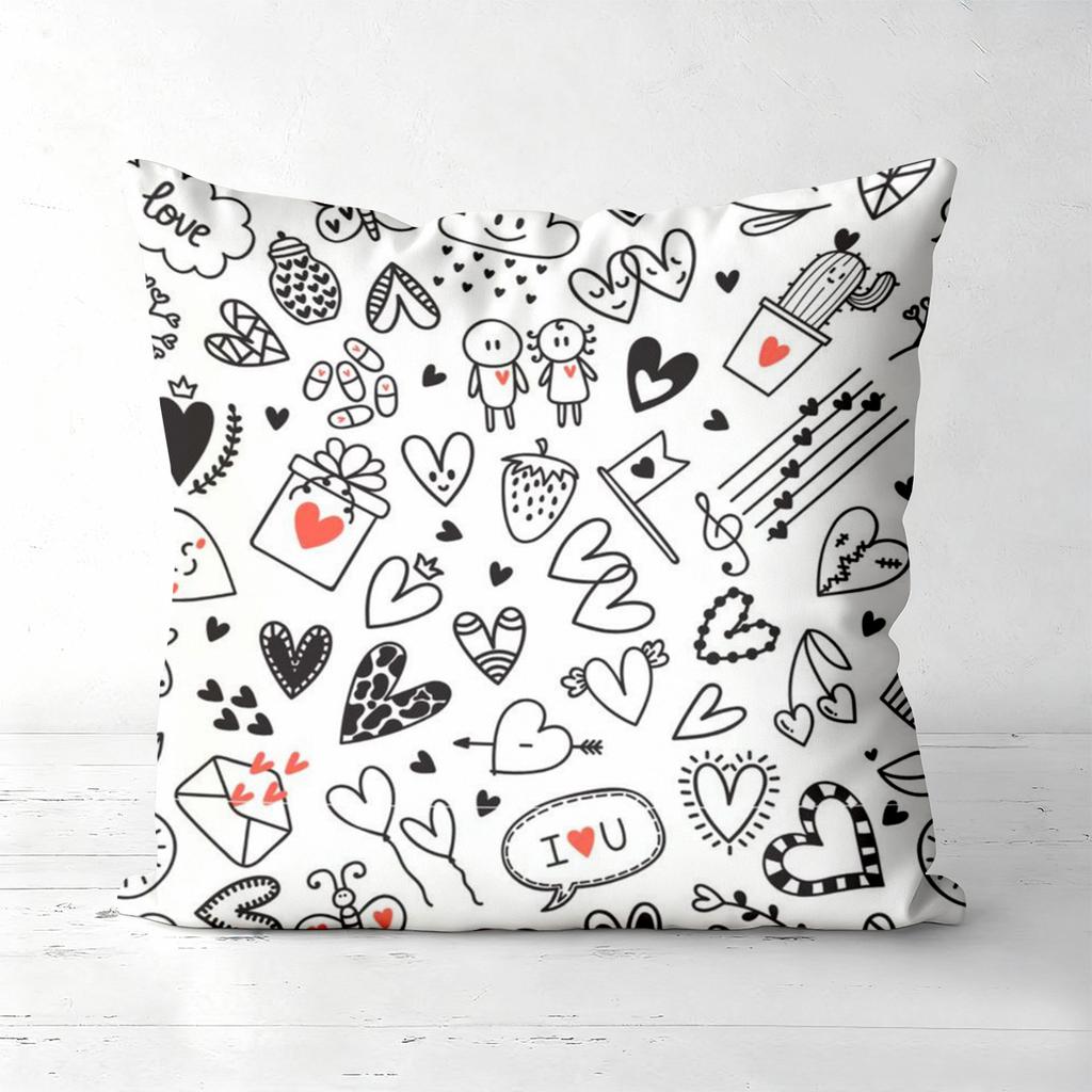 Cute Cat And Heart Patterned Decorative Throw Pillows Polyester pillowcase, sofa decorative cushion cov Headboard Pillow