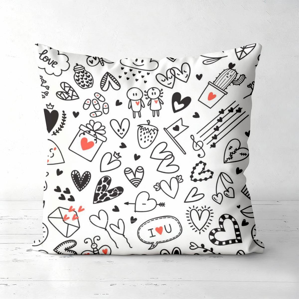 

Cute Cat And Heart Patterned Decorative Throw Pillows Polyester pillowcase, sofa decorative cushion cov Headboard Pillow 45x45cm