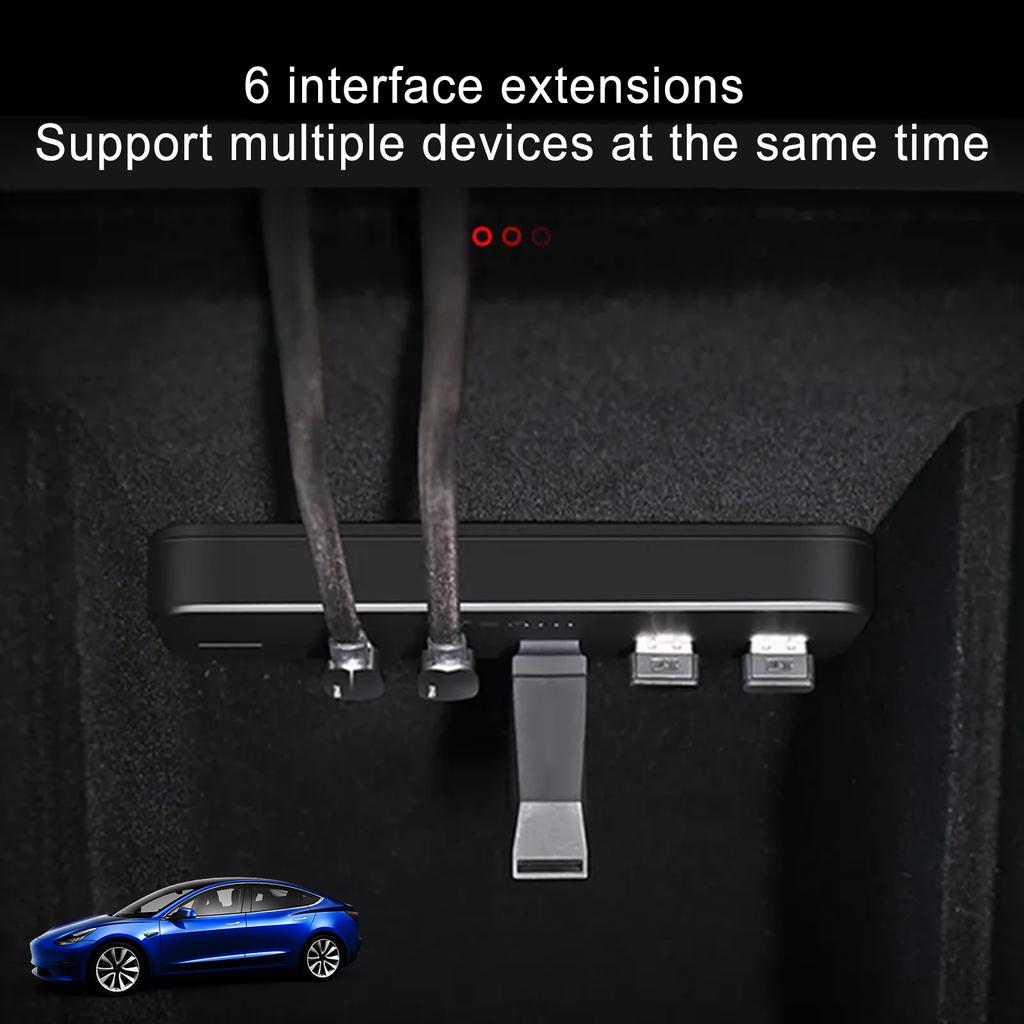 USB Shunt Hub For Tesla Model Y Model 3 Accessories 21-23 27W Quick Charger Type-C SD  Docking Station Extension