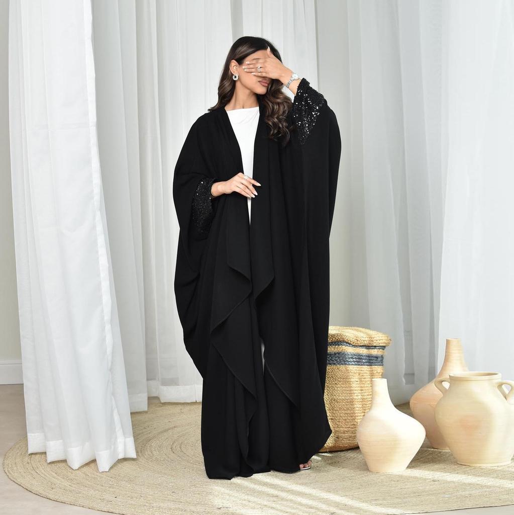 Modest Solid Color Abaya Cardigan - One Size Long Robe for Middle East and Dubai