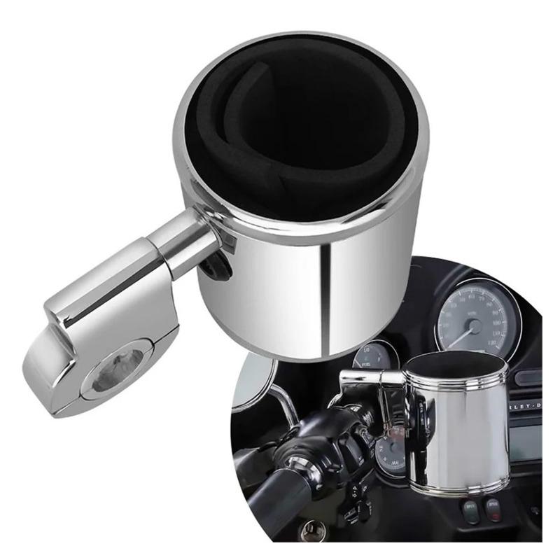 For Motorcycle Universal Cup Holder Chrome Handlebar Drink Bottle Holder