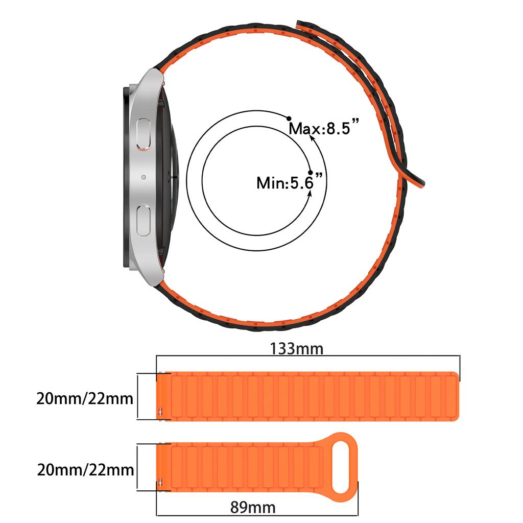 20/22mm Magnetic Silicone Watch Band for Garmin Vivoactive 6 5 4 3/Venu 4 3 2 Loop Strap Forerunner 570 265 255 245 165 Bracelet