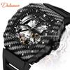 DURRENWEI Men's Large Skeleton Automatic Watch with Genuine Carbon Fiber Design - Waterproof Hot Seller