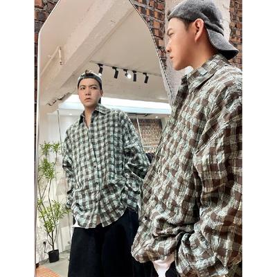 Camisa de manga comprida com letras 2024 estilo japonês Hong Kong Ins camisa solta meninos verão moderno versátil casaco casual