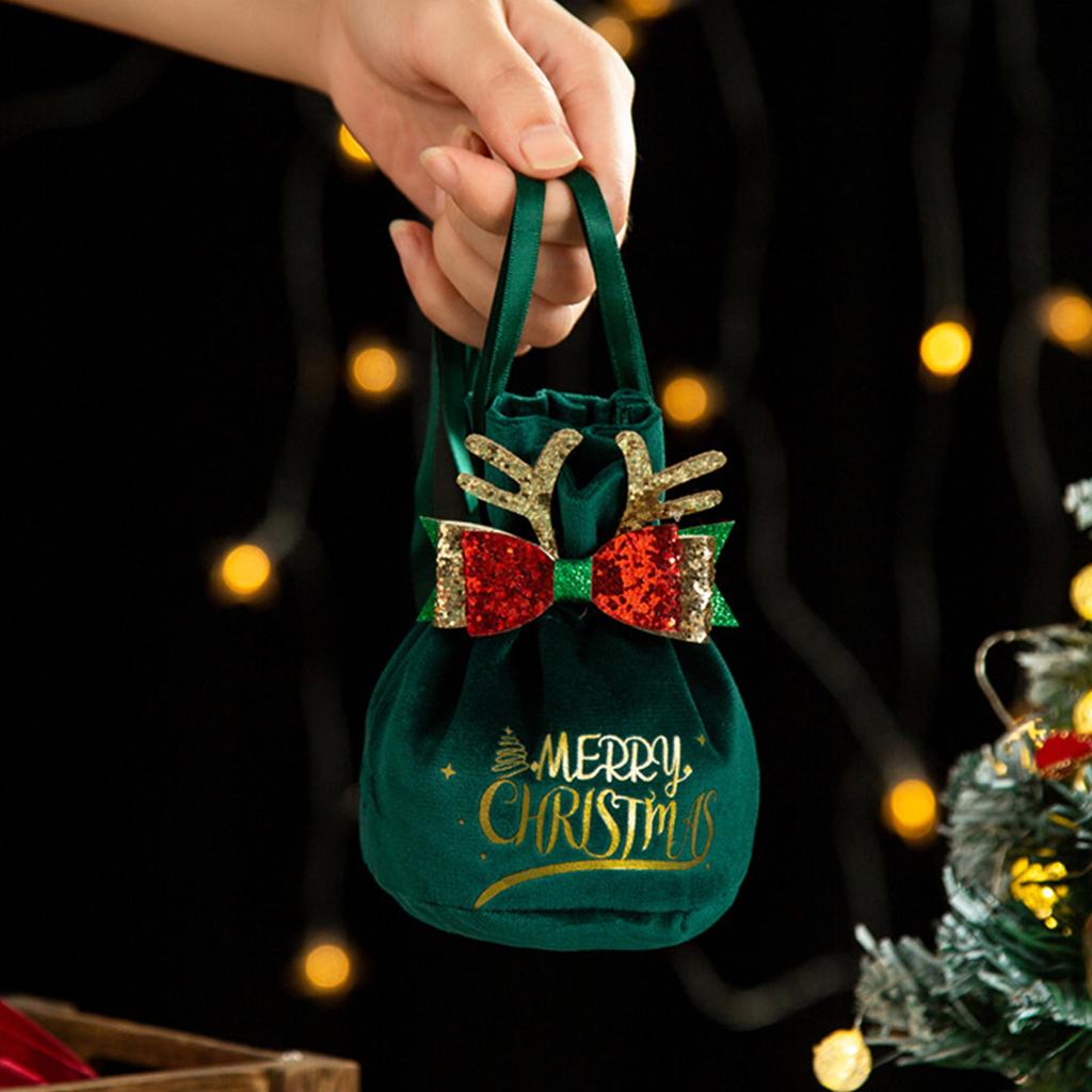 Christmas Velvet Cloth Gift Bag Christmas Atmosphere Storage Pouch Supplies for Holiday New Year Party Gift Packaging
