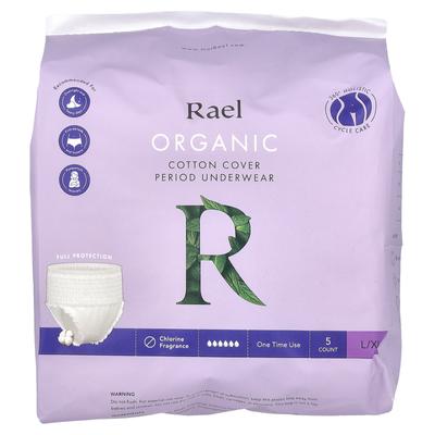 Rael, Organic Cotton Covered Sanitary Napkin Underwear, L/XL, 5 Pieces