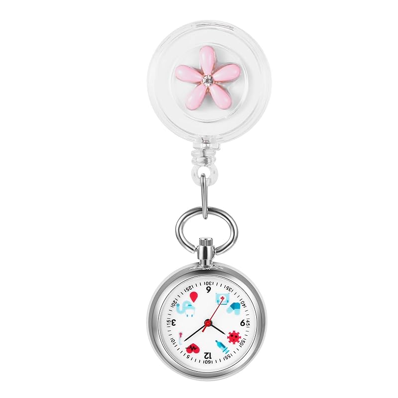 

nurse watch clip type analog cute Expansion/contraction: Flower nurse clock upside down waterproof pocket watch pocket watch quartz Goods - nursing