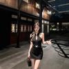 Elegant Black Backless Halter Qipao Dress - Sexy Spring Bodycon