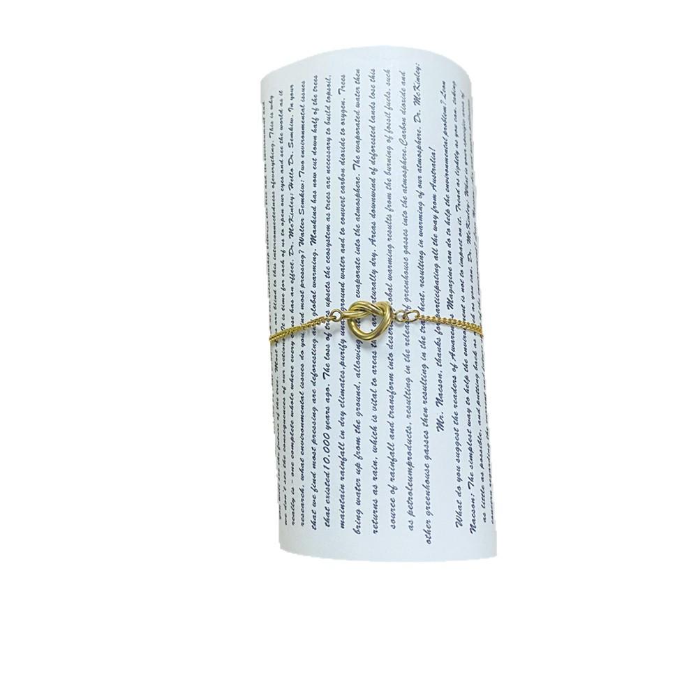 French Pastoral Golden Heart Knot Fine Chain Bracelet for Women