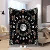 Bohemian Blumen Mond Galaxie Flanell Überwurfdecke - Weich, Warm und Gemütlich, Perfekt für Wohnkultur/Nickerchen/Reisen/Camping Geschenk