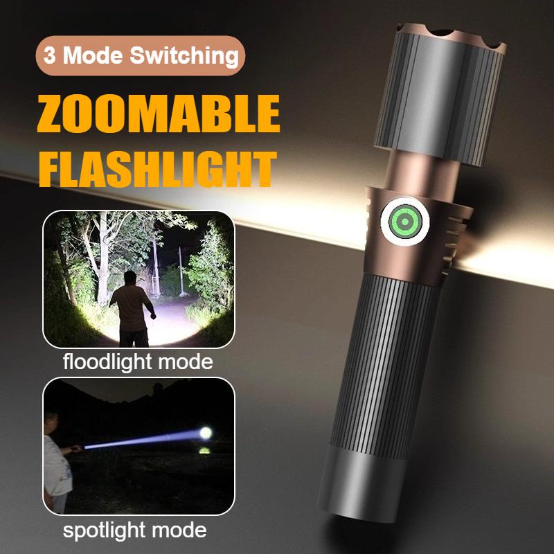 Powerful LED Flashlight White laser Floodlight Rechargeable18650 Spotlight Waterproof Zoom Fishing Hunting Emergency Hand Light