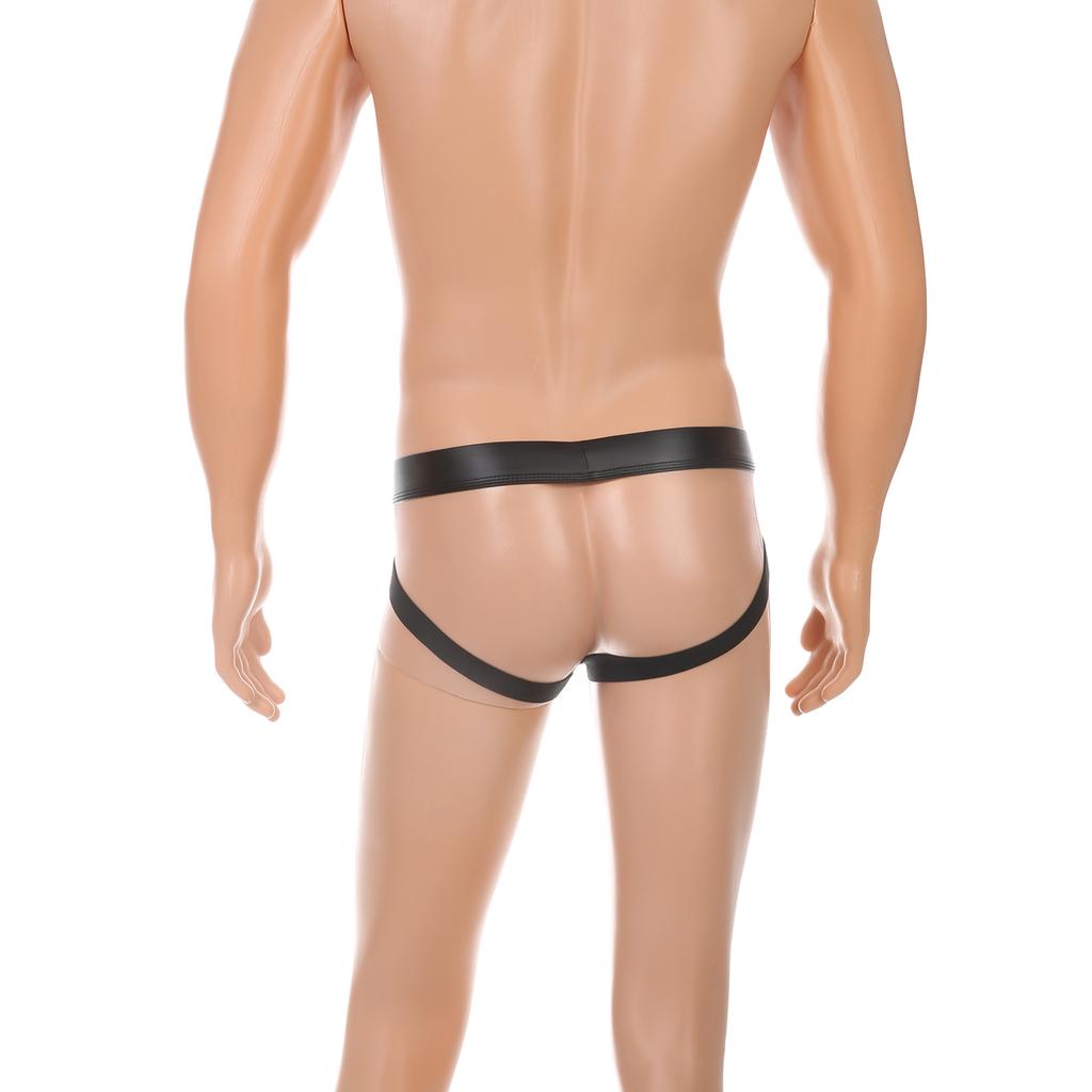 Men's Erotic Briefs Imitation Leather Thongs Sexy Rivet Breathable Comfortable Solid Color Underwear