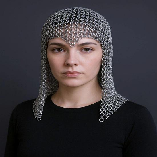 Алюминиевая кольчужная балаклава 10 мм с замкнутыми кольцами, Средневековый капюшон для LARP, Косплея, Костюм для Ренессансного фестиваля