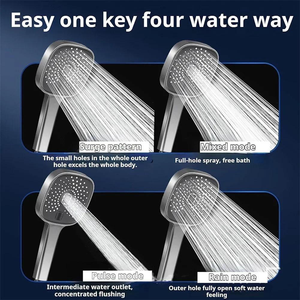 Hochdruck-Duschkopf, wassersparend, 4-Modi, Duschkopf, verstellbarer Wassersprüher, Duschkopf für Zuhause, Badezimmerzubehör