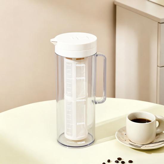 Large Cold Water Pitcher, 2000ml Flip Lid Dispenser for Fridge Side Door, BPA-Free Leakproof Jug with Infuser for Fruit Tea