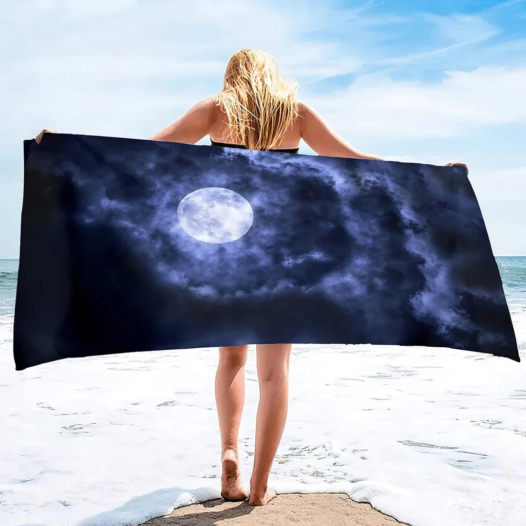 Beach Towel Moon Quick Dry Towel Sand Proof Beach Towels Super Absorbent for Travel Pool Swimming Bath Camping Yoga Gym Sports