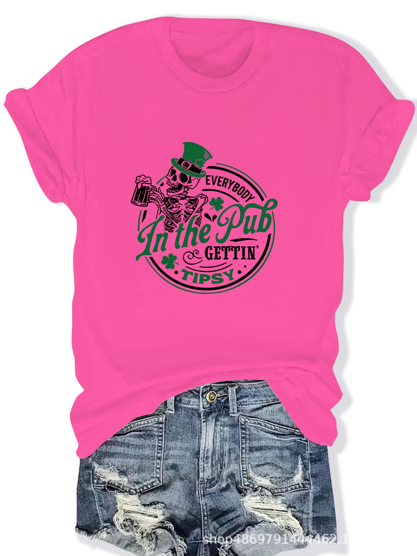 

Women s Fashion Round Neck T-Shirt for Cross-Border Trade M розы красного