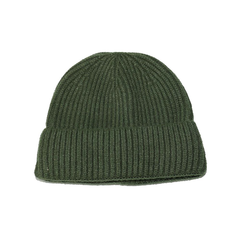 Cold hat men's winter warm solid color short melon fur hat men's dome wool knitted hat retro beanless winter hat