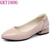 Fashion GKTINOO Shoes Soft Comfortable Genuine Leather Shoes Ladies Low Heels Soft Office Lady Work Shoes Slip On Pumps For Women