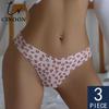 3 pièces/lot Sexy Sans Marque Culottes pour Femmes Taille Basse Impression Sous-vêtements String Féminin Lingerie String Tentation Respirant Intimité