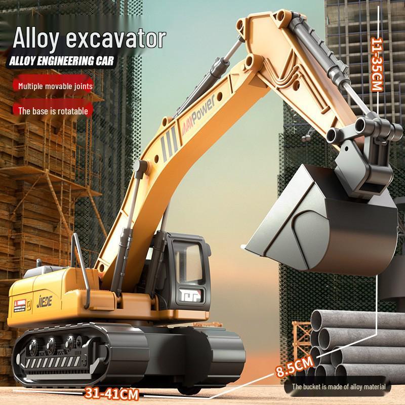 Popular Large Alloy Inertial Toy Construction Vehicle: Container Truck, Excavator, Crane for Boys