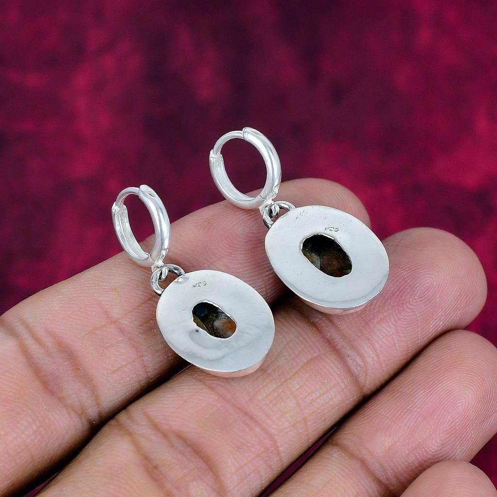 Orange Copper Turquoise 925 Solid Sterling Silver Earrings, Handmade Gemstone Earrings Jewelry, Gifts For Wife Brand New Earrings