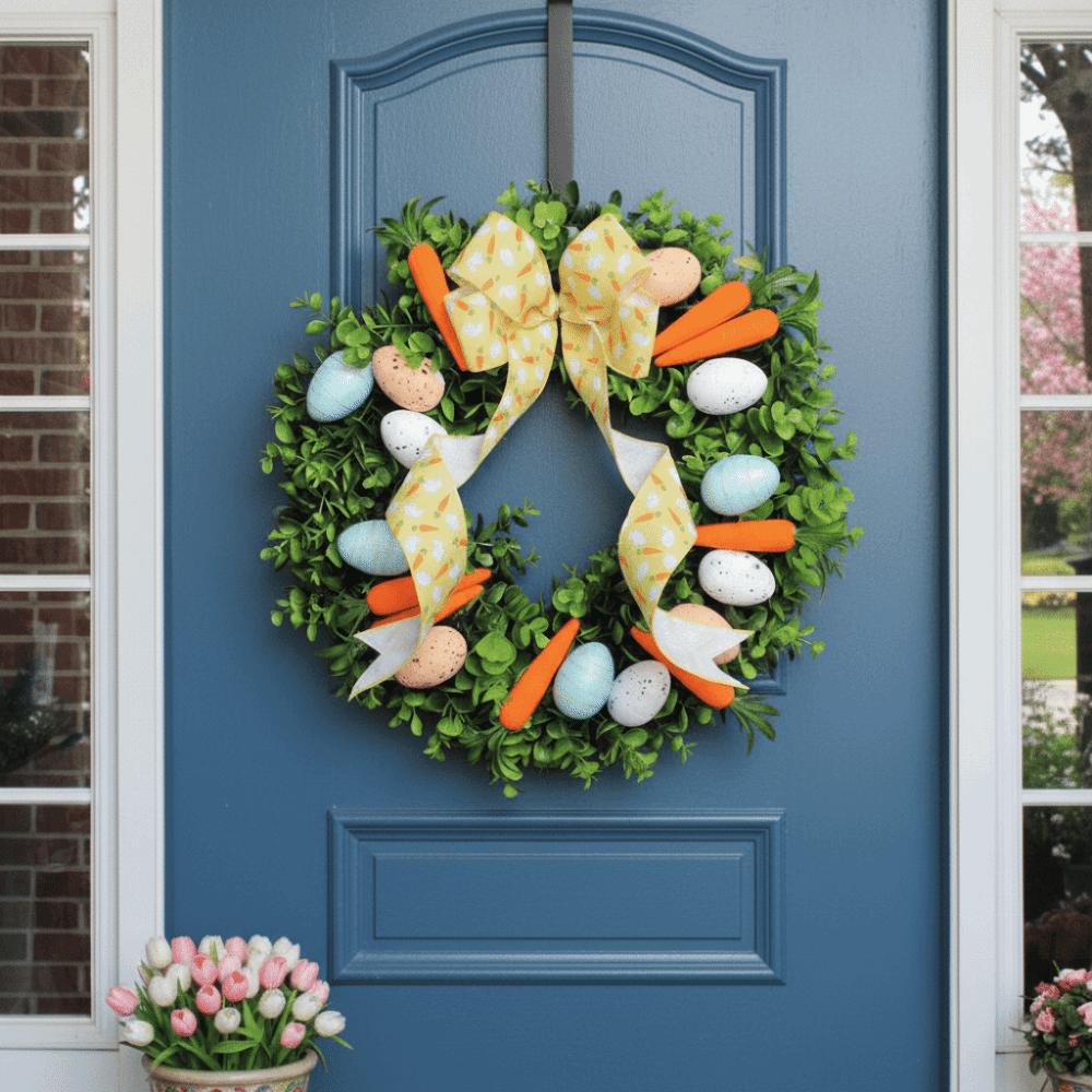 Vibrant Colors Front Gate Wreath Carrots Design Artificial Flower Wreath  Welcome Sign