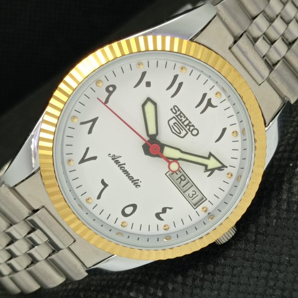 USED SEIKO 5 AUTOMATIC JAPAN MENS RARE GOLDEN MOVEMENT WATCH 575b-a305200-9