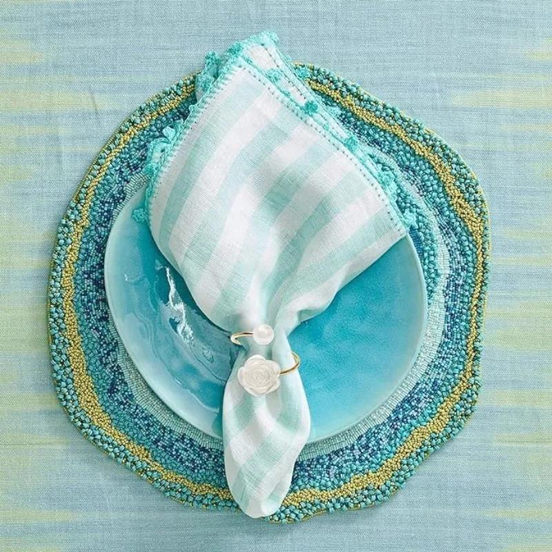 96 Stück Valentinstag Hochzeit Perlen Serviettenhalter Rose Kreativer Runder Perlen Serviettenring Musterraum Hotel Papiertuchring