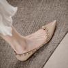 Fashion New Riveted Pointed Toe Single Shoes Riveted Patent Leather Soft Sole French Slip Feet Temperament Non-Slip Flats
