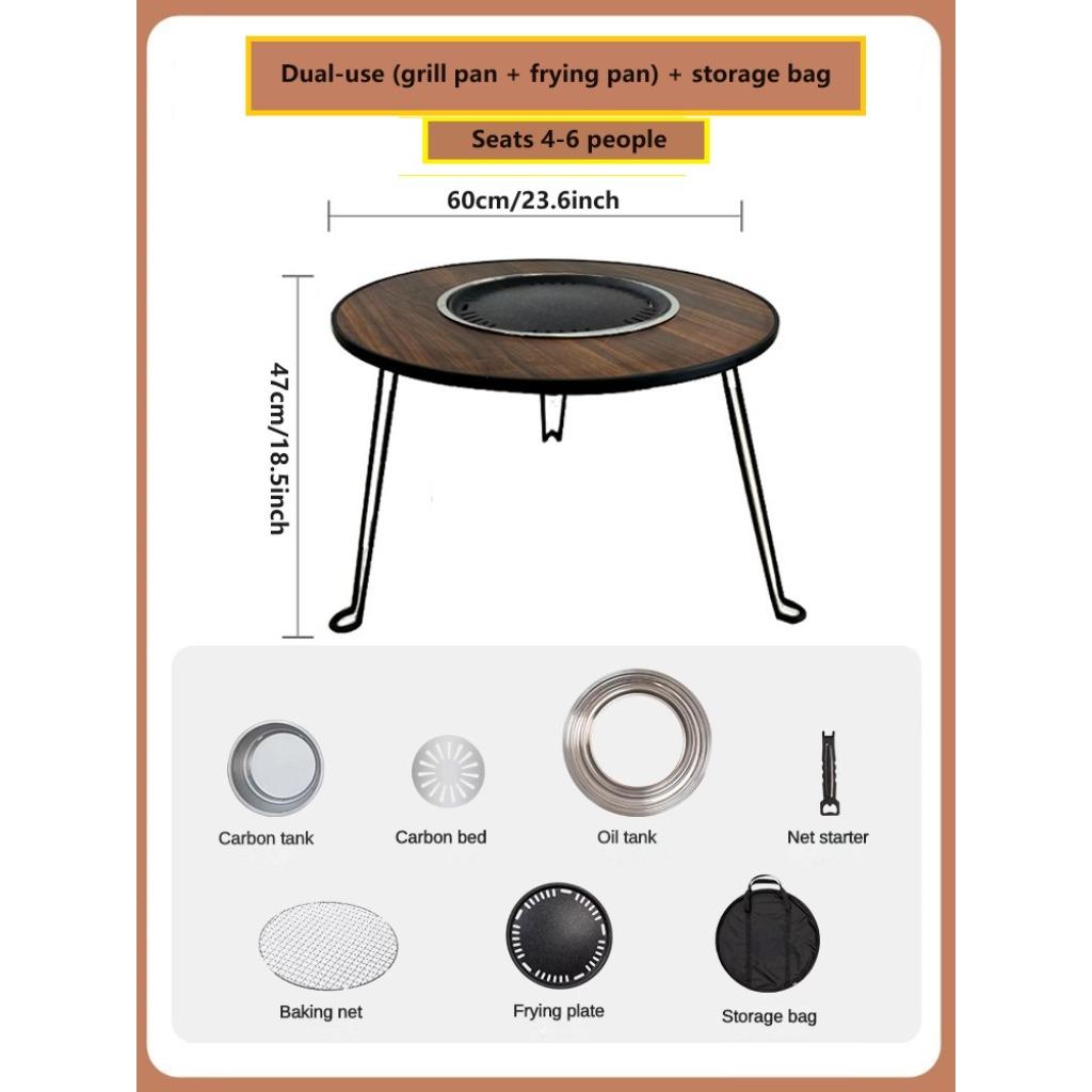 Portable Folding Stove Table, Camping Round Tea Table, For Barbecue Outdoor Picnics