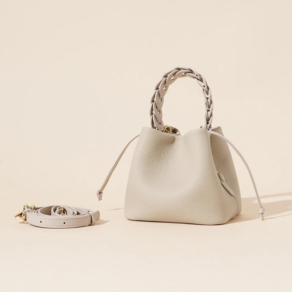 2025 Summer New Casual Versatile Handbag Genuine Leather Fashion Basket Bag Cowhide Crossbody Women's Bag Shoulder Bag