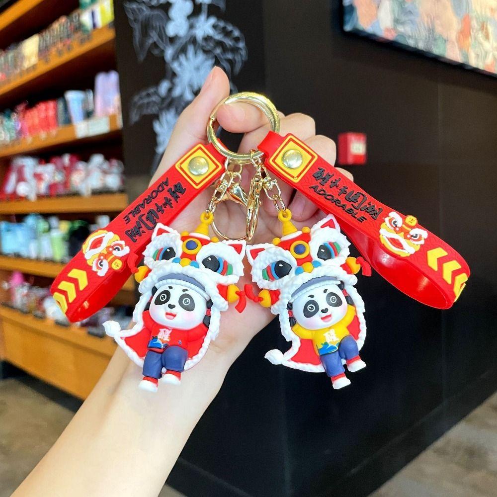 Small Pendants Year Snake Keychain Red Color Cartoon Keyring Lion Dance Doll  Daily Use