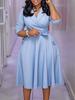 New Style Imported Women's Suit Collar High Waist Elegant Plus Size African Dress