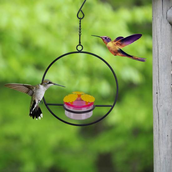 Hängender Kolibri-Futterspender für draußen, runder Vogelfutterspender in Herzform mit 3 Futteröffnungen, ameisen- und bienensicherer Kolibri-Futterspender für die Veranda/Terrasse