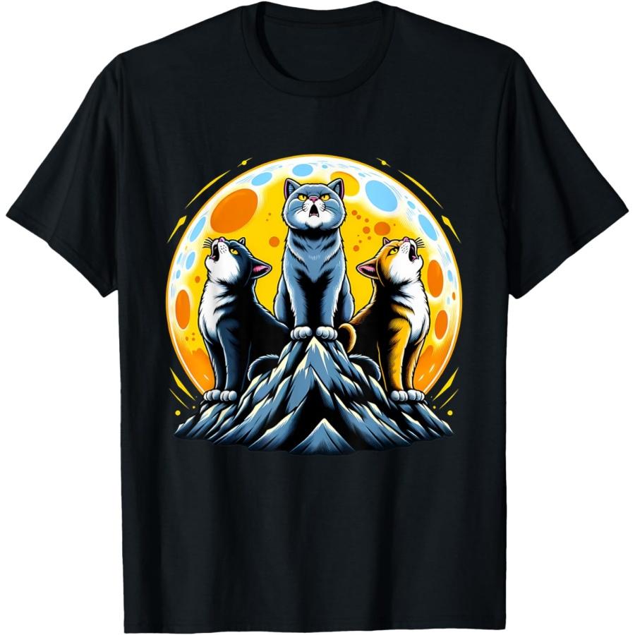 Howling At The Moon British Shorthair Cat T-Shirt S