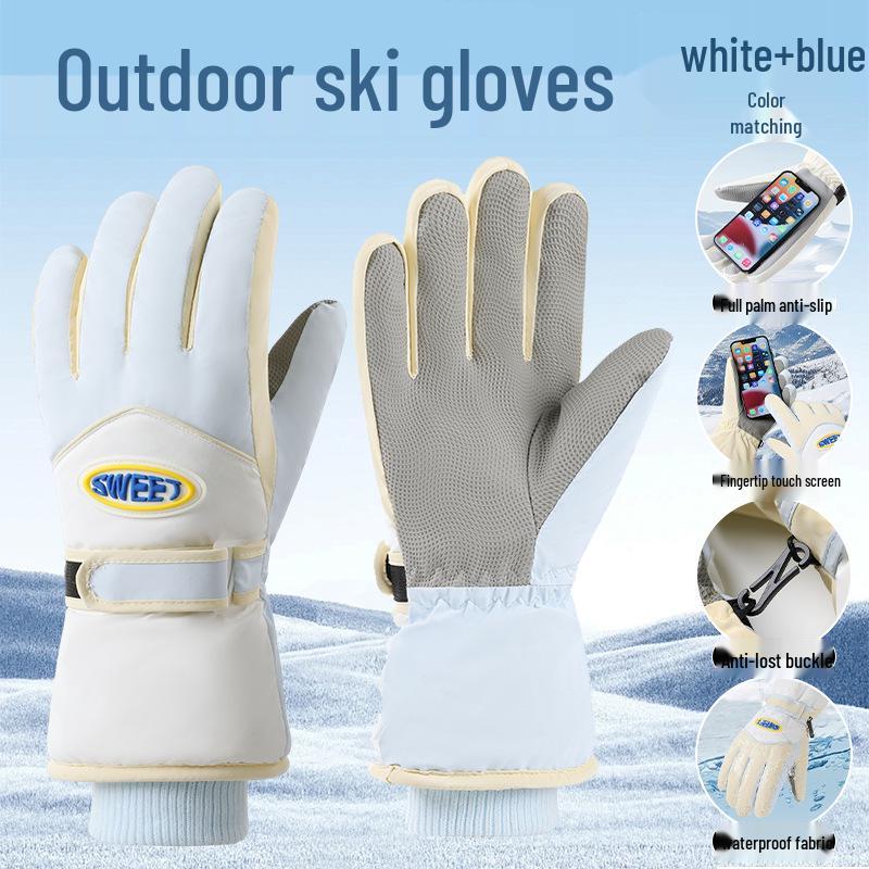 Guanti da sci invernali unisex: Foderato in Velluto, Touchscreen, Antivento e Antifreddo per Sport all'Aperto