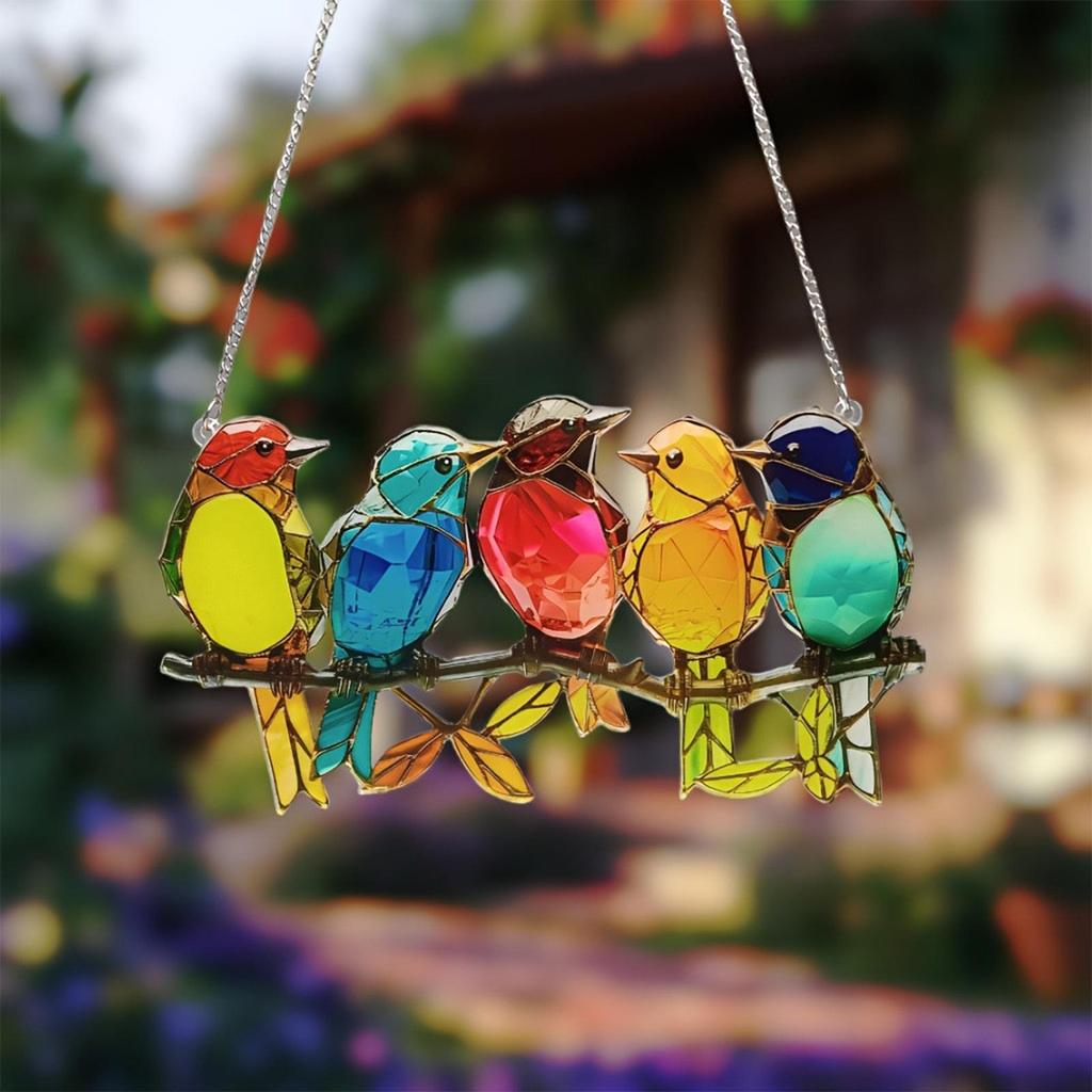 Bird Hanging Window Decor Sun Catcher Acrylic Colorful Animal Art Charm Accessories Bird Figurines Home Decor For Window Wall