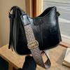 Vintage Zachte Leren Crossbody Tas Dames Hobo Schoudertas met Geweven Brede Band voor Dagelijkse Woon-werkverkeer Werk Winkelen en Reizen