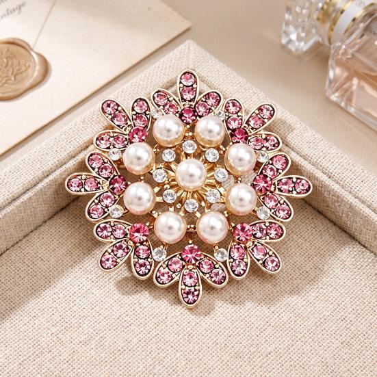 Women Party Jewelry Faux Pearl Rhinestone Snowflake Brooch, Alloy Lapel Pin for Shirts Decorative Pins Coats Sweaters Dresses, Men Accessories Winter