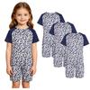 3 Peças Macacão Adaptativo Anti-Rasgo Infantil Gola Redonda Manga Curta Estampado com Zíper Invisível nas Costas para Meninos Meninas com Necessidades Especiais