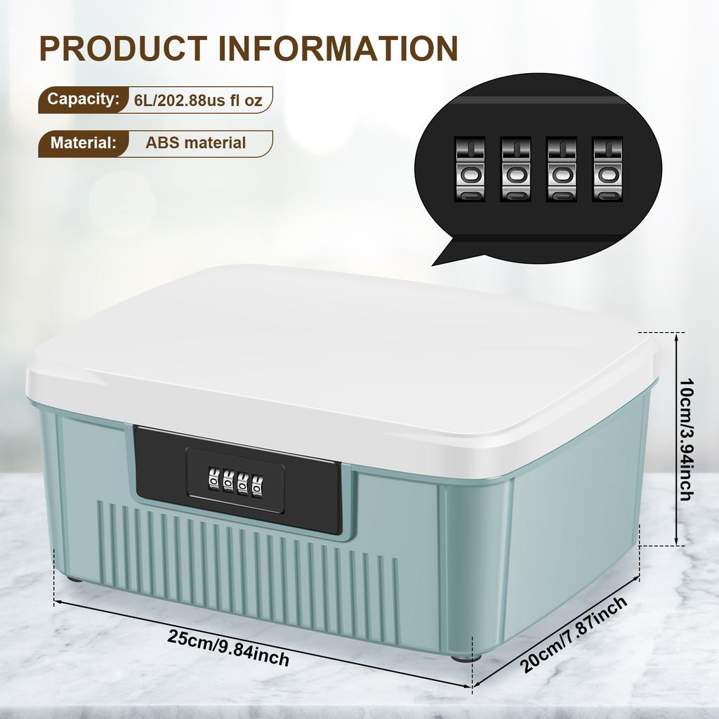 4 Digit Password Lock Safe Box Large Capacity Privacy Container Portable Organizer Household Cash Jewelry Security Storage Box