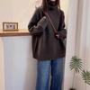Autumn and Winter New Turtleneck Sweater Women's Loose Thick Curling Heap Collar Lazy Soft Waxy Knitted Sweater Top