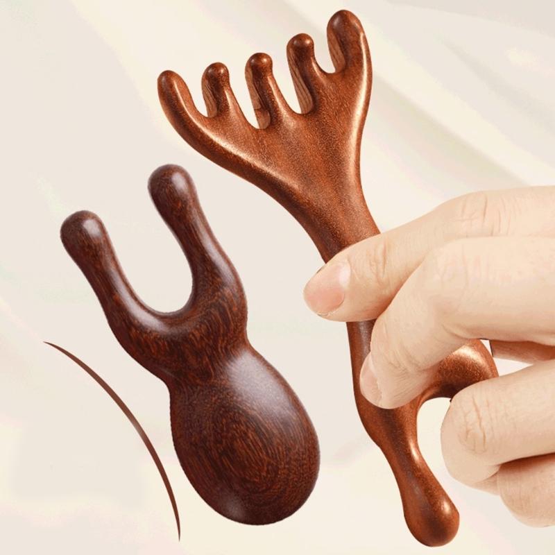 Handmade Sandwood Hair Comb And Face Massager Wide Tooth Comb For Scalp Health And Relaxation