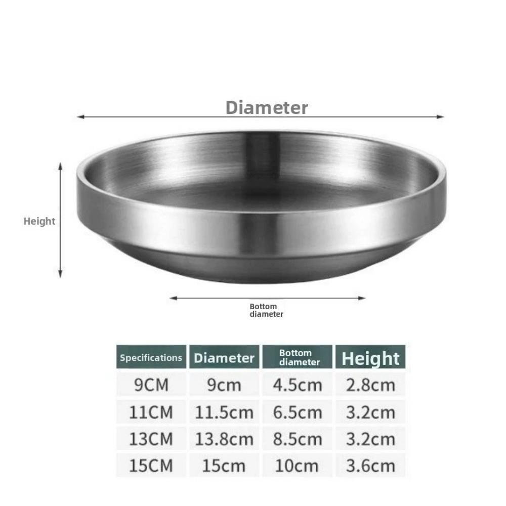 New 304 Stainless Steel Dish Plate Kitchen Flat Bottom Seasoning Bowl Thickened Dinner Plate Restaurant Tableware