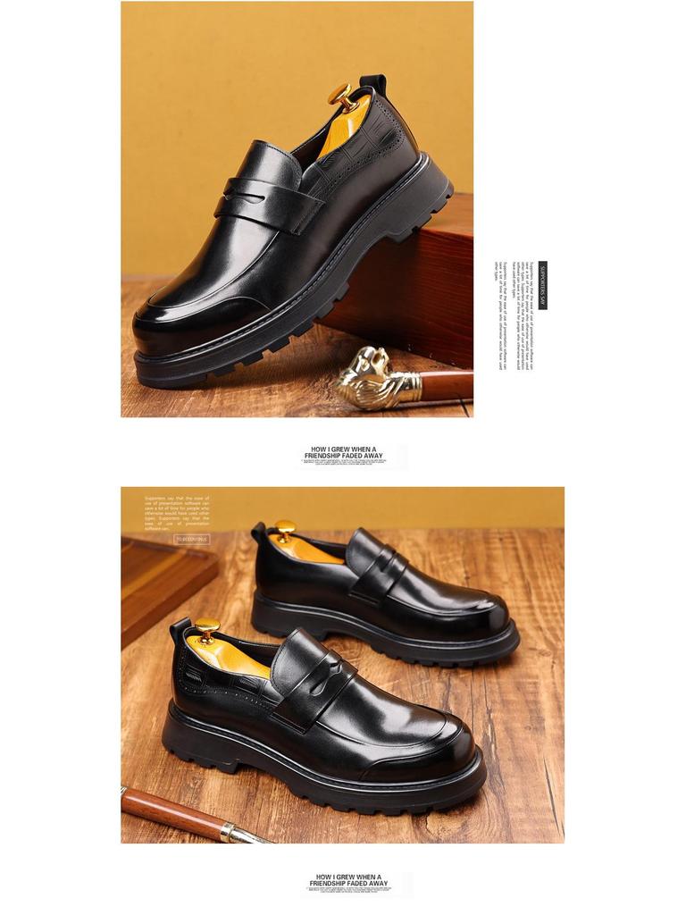 Pánské mokasíny z pravé hovězí kůže, ležérní business boty se silnou podrážkou