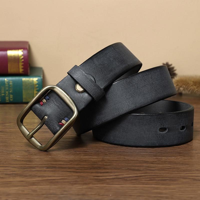 Men Belts Luxury Brand Cowskin Genuine Leather Belts for Men Top Full Grain Leather Strap High Quality Strap Vintage LD047