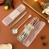 Portable 316 Stainless Steel Fork Spoon Chopsticks Cutlery Set With Box Christmas Dinnerware Set Reusable Tableware