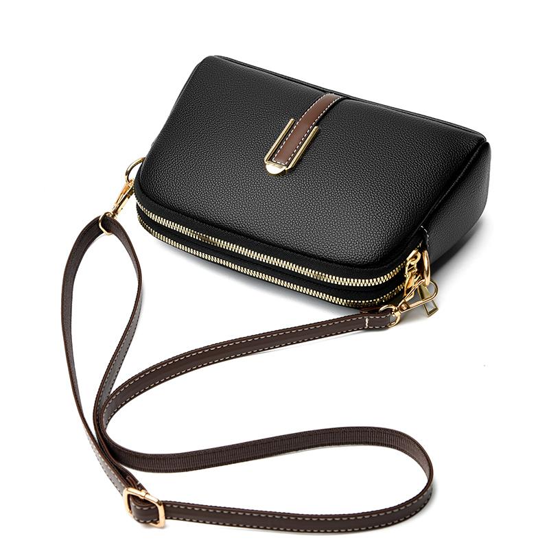 Ladies' New Trendy Crossbody Bag Shoulder Bag Square Leather Solid Color Bag Fashiable and Versatile Phe Bag Buckle